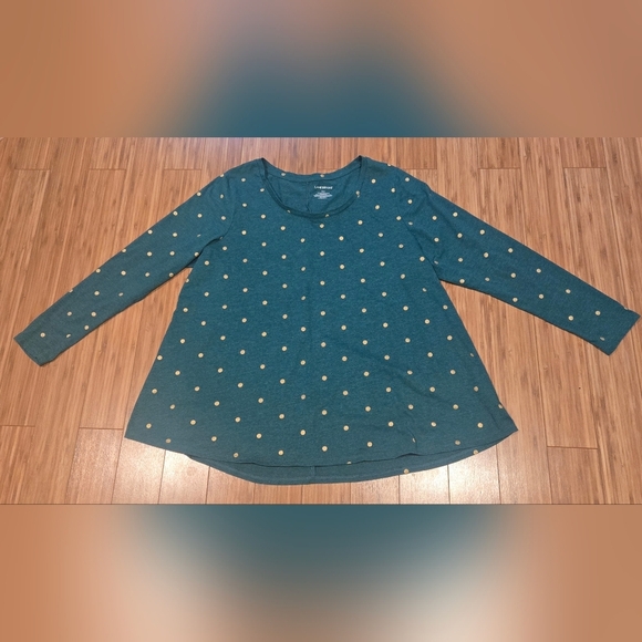 Lane Bryant Teal Polka Dot Shirt - Picture 1 of 7